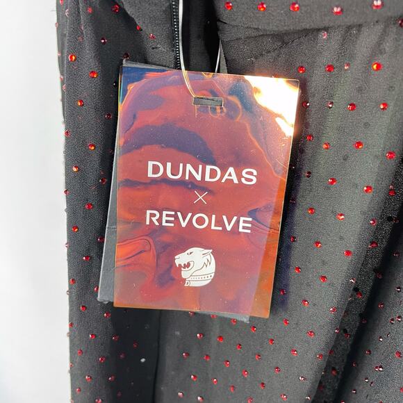 Dundas Gem Jumpsuit Black Ruby Crystal Embellished‎ Sheer Sz S - Picture 9 of 12